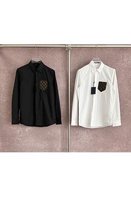 ルイヴィトンアルファベットの革のステッチ長袖シャツ