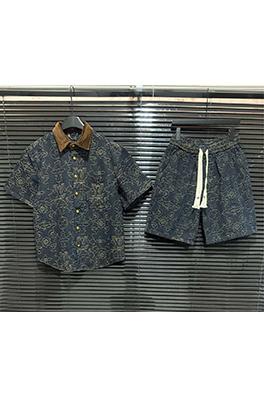 ルイヴィトン新しいロゴプリント半袖デニムスーツ