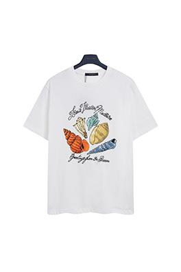 ルイヴィトンコピーシェルコンクプリント刺繍文字半袖Tシャツ
