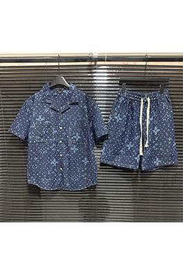 ルイヴィトンコピーアルファベットロゴプリントのデニムセット