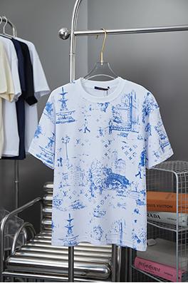 ルイヴィトンコピー新しいMonogram City Walkパターンプリントビーズ半袖シャツ