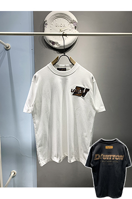 ルイヴィトン新しいロゴの刺繍Tシャツ