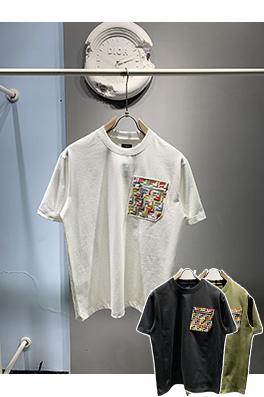 フェンディ 新しい刺繍スポーツ半袖Tシャツ