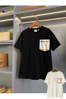 バーバリースーパーコピー 新しいヴィンテージ霜白大柄ポケット半袖Tシャツ