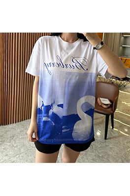 バーバリーコピー 新しい白鳥プリント半袖Tシャツ