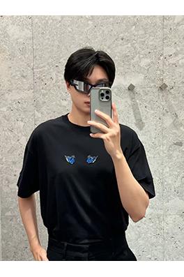 ジバンシイ 新しいラインストーン猫の目刺繍半袖Tシャツ
