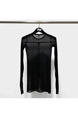 リックオウエンスコピー レディース薄手の透け感のあるラウンドネックベースのタイトな長袖Tシャツ
