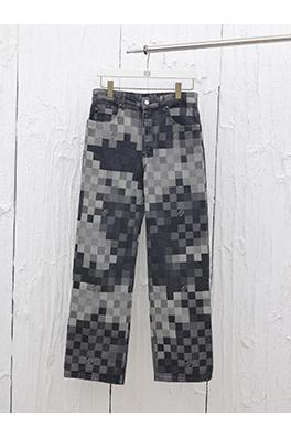 ルイヴィトン  新しい黒いモザイクチェック柄のジーンズ
