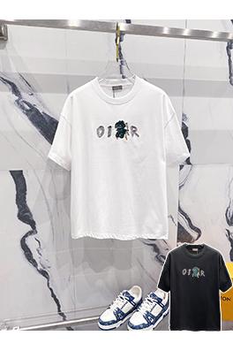 ディオール CDアルファベット漫画小さな恐竜刺繍公式半袖Tシャツ