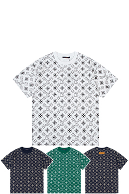 ルイヴィトン ファッション水彩フルプリントロゴ半袖Tシャツ