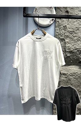 ルイヴィトン新しい刺繍ロゴ半袖Tシャツ