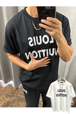 ルイヴィトン新しいチェーンプリント半袖Tシャツ