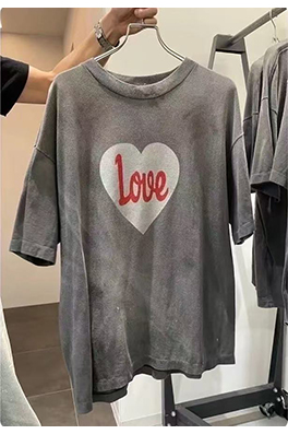 セント マイケル25SS“LOVE“愛の文字プリントウォッシュ古いTシャツ