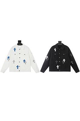 クロムハーツレザークロスレザー刺繍シャツデニムジャケット