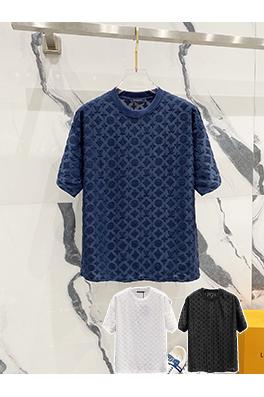 ルイヴィトンロゴダークジャカードロゴ半袖Tシャツ