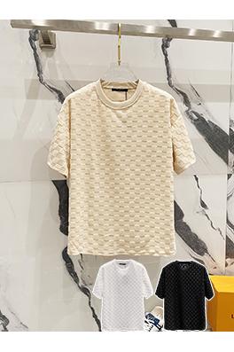 ルイヴィトンスーパーコピーチェック柄の刺繍入りタオルロゴ半袖Tシャツ