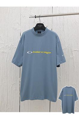 バレンシアガ25ss新しいロゴ文字刺繍ラウンドネック半袖Tシャツ