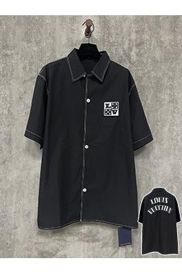 バレンシアガlv文字刺繍開襟一列半袖シャツ