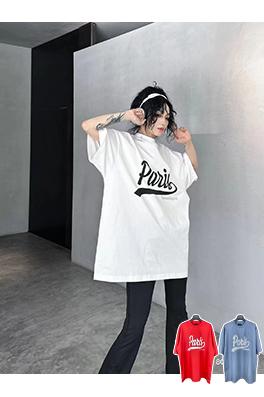 バレンシアガフロントENJOY PARIS アートプリント 半袖Tシャツ