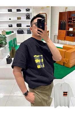 ボッテガヴェネタスーパーコピーチェック柄刺繍ロゴ ポケット付き ゆったり半袖Tシャツ