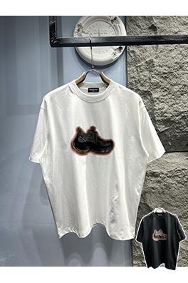 バレンシアガコピー ダッドシューズ ロゴデザイン クルーネック 半袖Tシャツ
