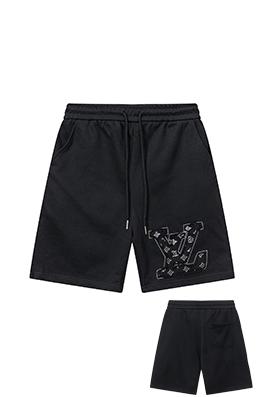 ルイヴィトンコピーダメージパッチ加工 ライン刺繍ロゴ ショートパンツ