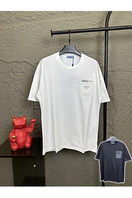 プラダポケットレザーパッチ ジップ付き クルーネック 半袖Tシャツ