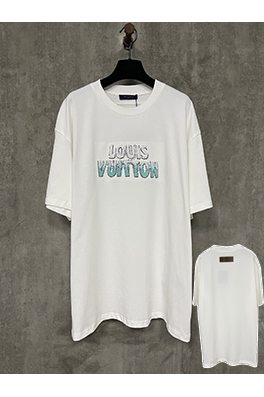 ルイヴィトンクラシックロゴビーズラウンドネック半袖Tシャツ