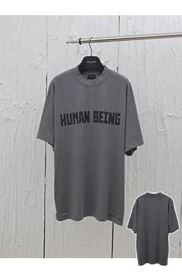 バレンシアガヒューマンシリーズアルファベット破壊不規則裾半袖Tシャツ