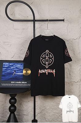 バレンシアガ反転パターン破裂プリントロゴ半袖Tシャツ