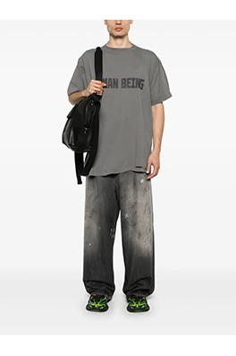 バレンシアガコピーHUMANプリント半袖Tシャツ