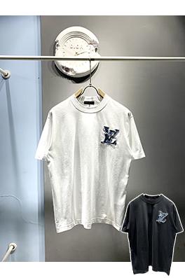 ルイヴィトン新しいデニムパッチ刺繍Tシャツ
