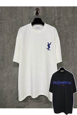 サンローランスーパーコピークラシックなロゴプリントの重い半袖Tシャツ