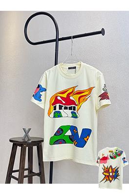 ルイヴィトン炎のプリントクルーネック半袖シャツ