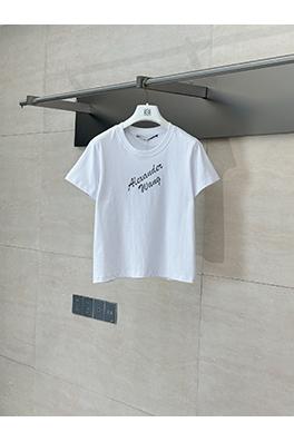 アレキサンダーワン新しいホットドリルビーズラウンドネック半袖Tシャツ