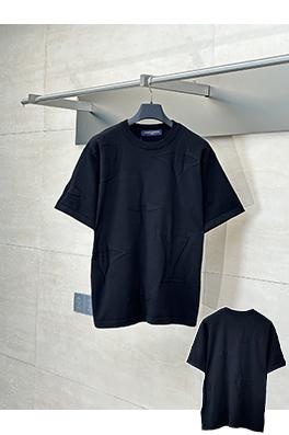 ルイヴィトンスーパーコピー黒い花のラウンドネックニット半袖Tシャツ