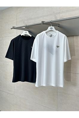 プラダ25Ss新しいクラシックロゴ三角ダークストライプ半袖Tシャツ
