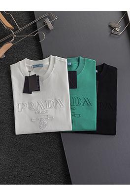 プラダ胸に空いた文字トーテム刺繍半袖Tシャツ