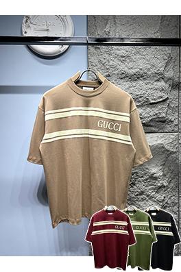 グッチ新しい横棒文字半袖Tシャツ