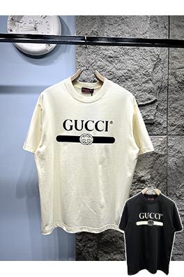 グッチ新しいプリントロゴ半袖Tシャツ