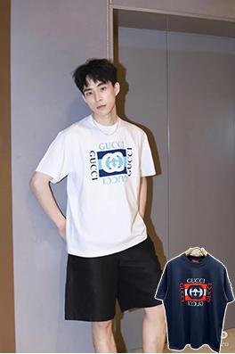 グッチ新しいロゴプリント半袖Tシャツ