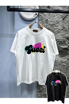 グッチ新しいレンダリング布刺繍半袖Tシャツ