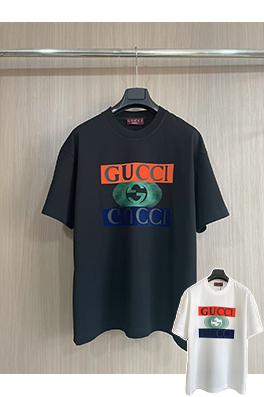 グッチ新しいダブルGミラーロゴラウンドネックTシャツ