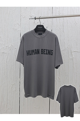 バレンシアガヒューマンシリーズアルファベット破壊不規則裾半袖Tシャツ