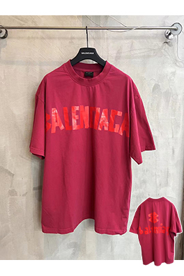 バレンシアガ洗濯してテープを切ってプリントした半袖Tシャツ