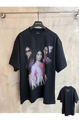 バレンシアガ通気性のあるプリント半袖Tシャツ