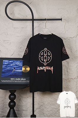 バレンシアガ反転パターン破裂プリントロゴ半袖Tシャツ