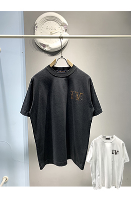 ルイヴィトン新しいmonogram花皮質ホットドリルTシャツ