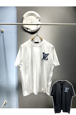 ルイヴィトン新しいデニムパッチ刺繍Tシャツ