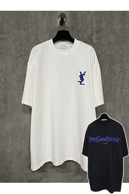 サンローランスーパーコピークラシックなロゴプリントの重い半袖Tシャツ